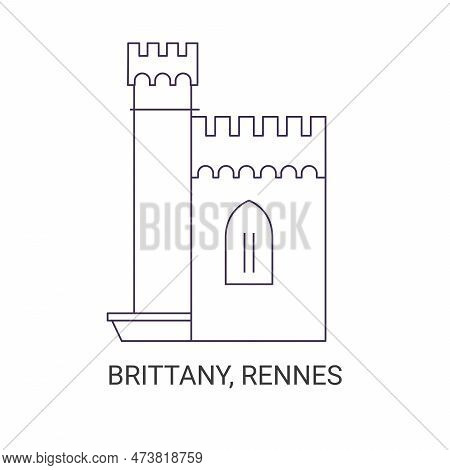 France, Brittany, Rennes Travel Landmark Vector Illustration