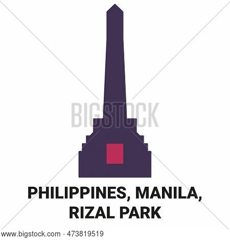 Philippines, Manila, Rizal Park Travel Landmark Vector Illustration