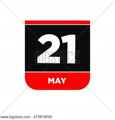 21st May Calendar Vector Icon. 21 May Typography.