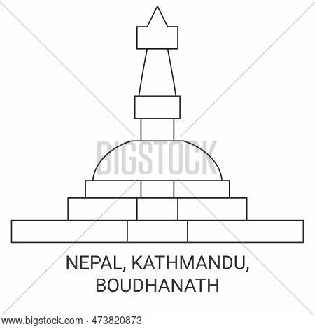 Nepal, Kathmandu, Boudhanath Travel Landmark Vector Illustration