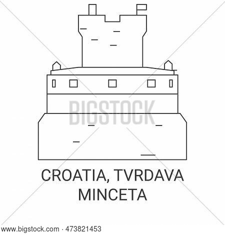 Croatia, Tvrdava Minceta Travel Landmark Vector Illustration
