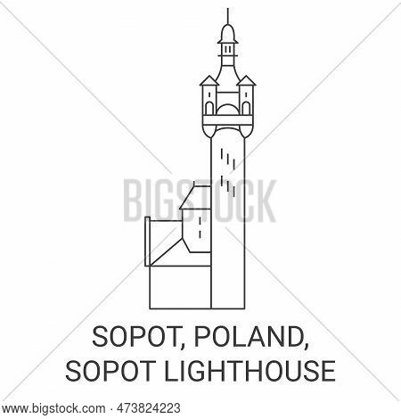 Poland, Sopot, Sopot Lighthouse Travel Landmark Vector Illustration