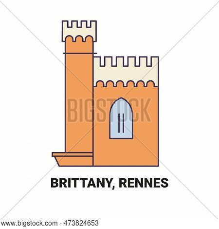 France, Brittany, Rennes Travel Landmark Vector Illustration