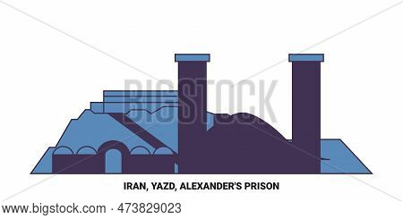 Iran, Yazd, Alexanders Prison Travel Landmark Vector Illustration