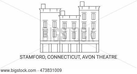 United States, Stamford, Connecticut, Avon Theatre, Travel Landmark Vector Illustration