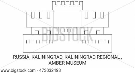 Russia, Kaliningrad, Kaliningrad Regional , Amber Museum Travel Landmark Vector Illustration