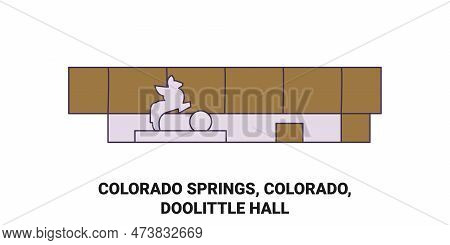 United States, Colorado Springs, Colorado, Doolittle Hall Travel Landmark Vector Illustration