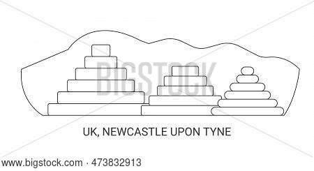 England, Newcastle Upon Tyne Travel Landmark Vector Illustration