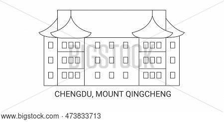 China, Chengdu, Mount Qingcheng, Travel Landmark Vector Illustration