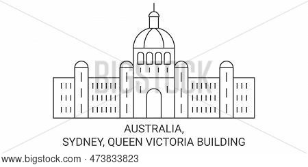 Australia, Sydney, Queen Victoria Building Travel Landmark Vector Illustration