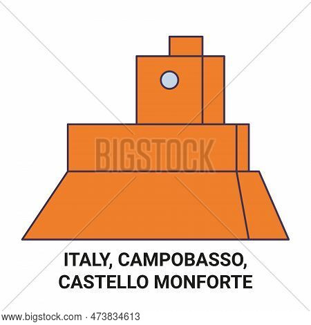 Italy, Campobasso, Castello Monforte Travel Landmark Vector Illustration