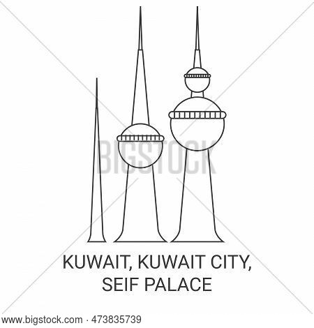 Kuwait, Kuwait City, Seif Palace Travel Landmark Vector Illustration