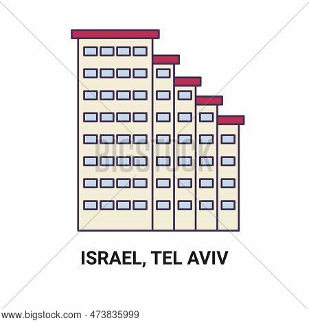 Israel, Tel Aviv Travel Landmark Vector Illustration