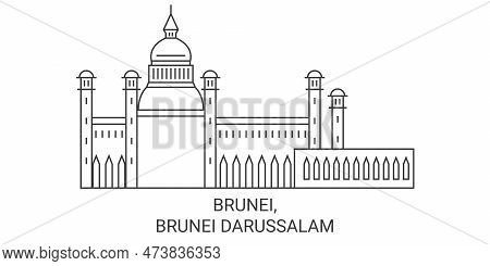 Brunei, Brunei Darussalam Travel Landmark Vector Illustration