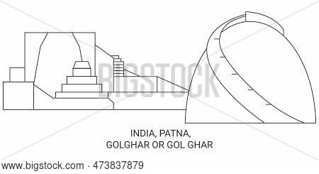India, Patna, Golghar Or Gol Ghar Travel Landmark Vector Illustration