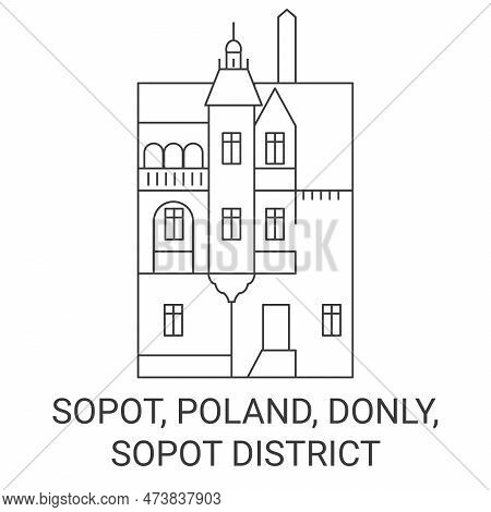 Poland, Sopot, Donly, Sopot District Travel Landmark Vector Illustration