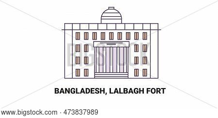 Bangladesh, Lalbagh Fort, Travel Landmark Vector Illustration