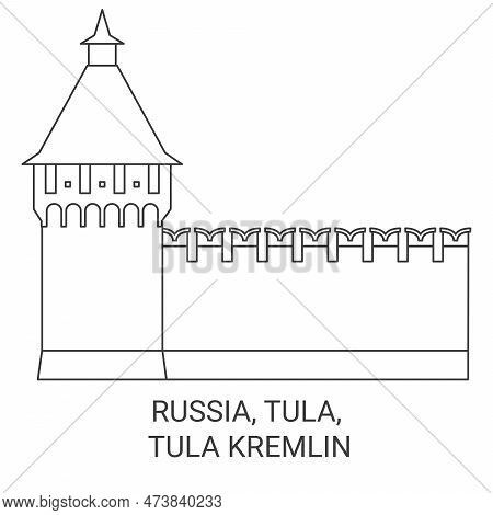 Russia, Tula, Tula Kremlin Travel Landmark Vector Illustration