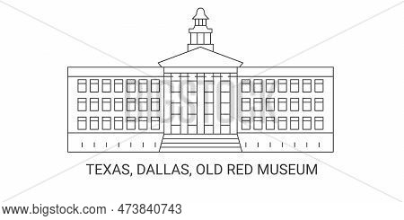 United States, Texas, Dallas, Old Red Museum, Travel Landmark Vector Illustration