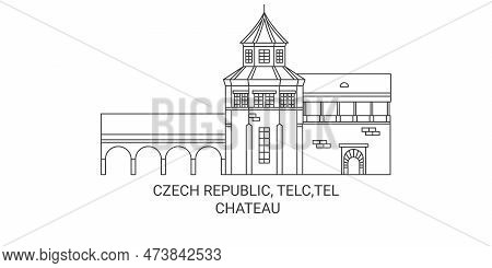 Czech Republic, Telc, Tel Chteau Travel Landmark Vector Illustration