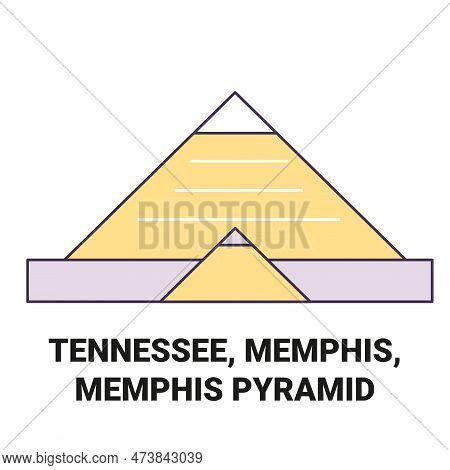 United States, Tennessee, Memphis, Memphis Pyramid Travel Landmark Vector Illustration