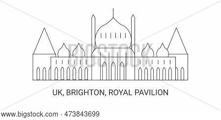 England, Brighton, Royal Pavilion, Travel Landmark Vector Illustration