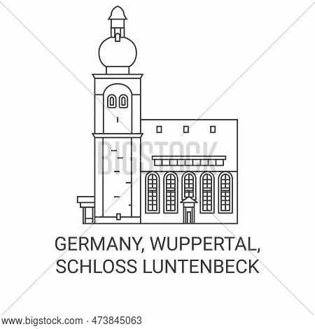 Germany, Wuppertal, Schloss Luntenbeck Travel Landmark Vector Illustration