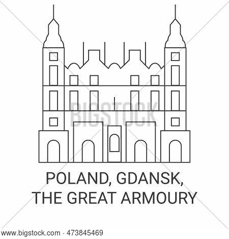 Poland, Gdansk, The Great Armoury Travel Landmark Vector Illustration