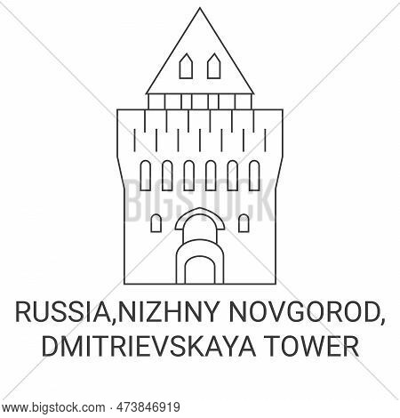 Russia, Nizhny Novgorod, Dmitrievskaya Tower Travel Landmark Vector Illustration