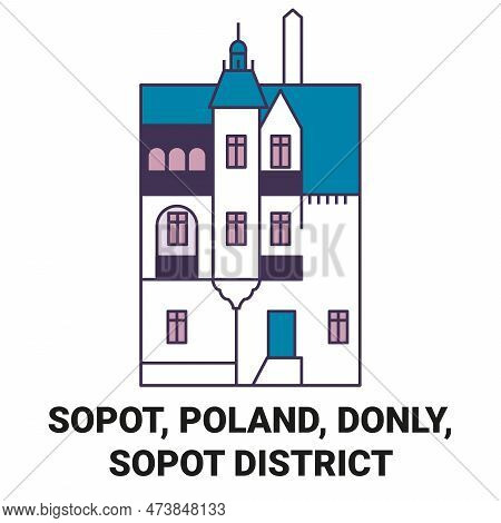 Poland, Sopot, Donly, Sopot District Travel Landmark Vector Illustration