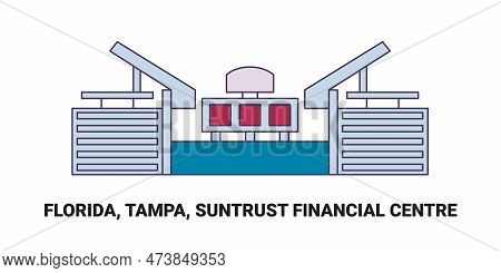 United States, Florida, Tampa, Suntrust Financial Centre, Travel Landmark Vector Illustration