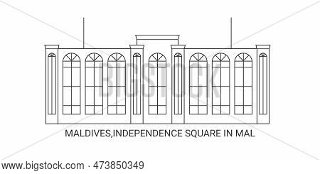 Maldives, Independence Square In Mal, Travel Landmark Vector Illustration
