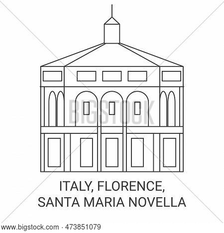 Italy, Florence, Santa Maria Novella Travel Landmark Vector Illustration