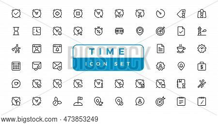 Time And Clock, Calendar, Timer Line Icons.