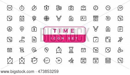 Time And Clock, Calendar, Timer Line Icons.