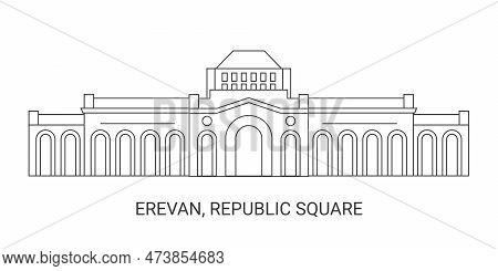 Armenia, Erevan, Republic Square, Travel Landmark Vector Illustration