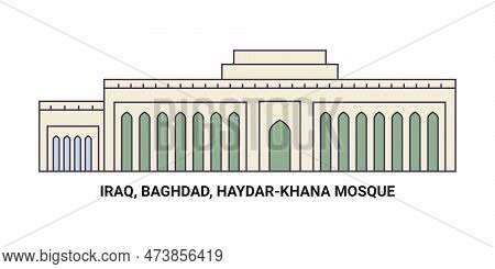 Iraq, Baghdad, Haydarkhana Mosque, Travel Landmark Vector Illustration