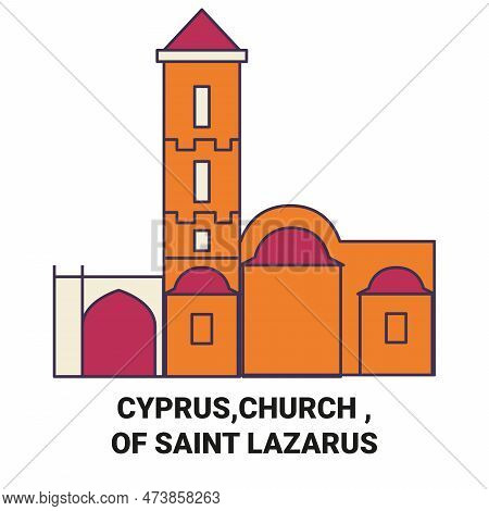 Cyprus, Church Of Saint Lazarus Travel Landmark Vector Illustration