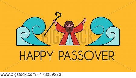 Passover , Pesach, Jewish Holiday. Haggadah Vector Illustration. The Escape From Egypt Concept. Happ