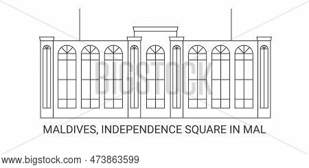 Maldives, Independence Square In Mal, Travel Landmark Vector Illustration