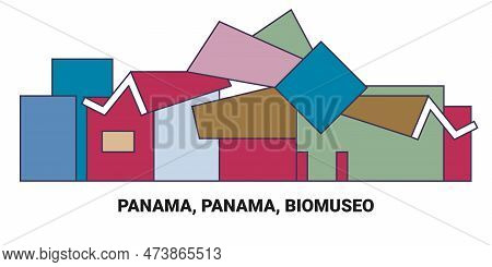 Panama, Panama, Biomuseo, Travel Landmark Vector Illustration