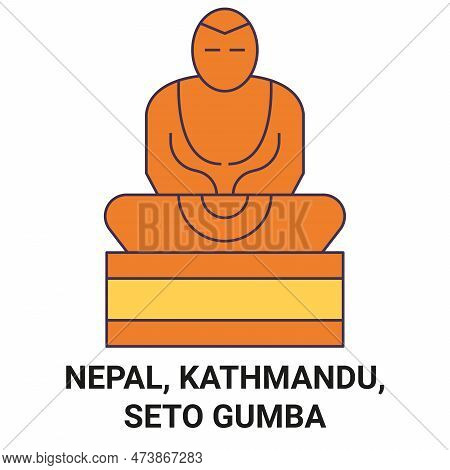Nepal, Kathmandu, Seto Gumba Travel Landmark Vector Illustration