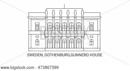 Sweden, Gothenburg, Gunnebo House, Travel Landmark Vector Illustration