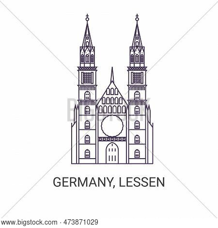 Germany, Lessen. Church Travel Landmark Vector Illustration