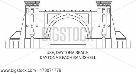 Usa, Daytona Beach, Daytona Beach Bandshell Travel Landmark Vector Illustration