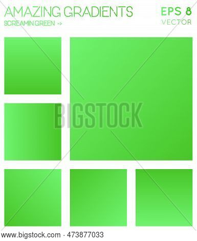 Colorful Gradients In Screamin Green Color Tones. Alive Background, Bewitching Vector Illustration.