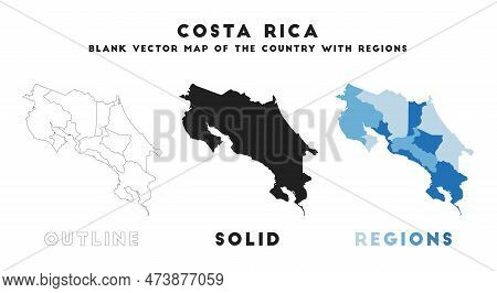 Costa Rica Map. Borders Of Costa Rica For Your Infographic. Vector Country Shape. Vector Illustratio