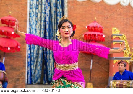 Bali, Indonesia - February 28, 2020: Traditional Balinese Dance Performed In Gwk Garuda Wisnu Kencan