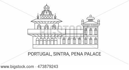 Portugal, Sintra, Pena Palace, Travel Landmark Vector Illustration