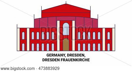 Germany, Dresden, Dresden Frauenkirche Travel Landmark Vector Illustration